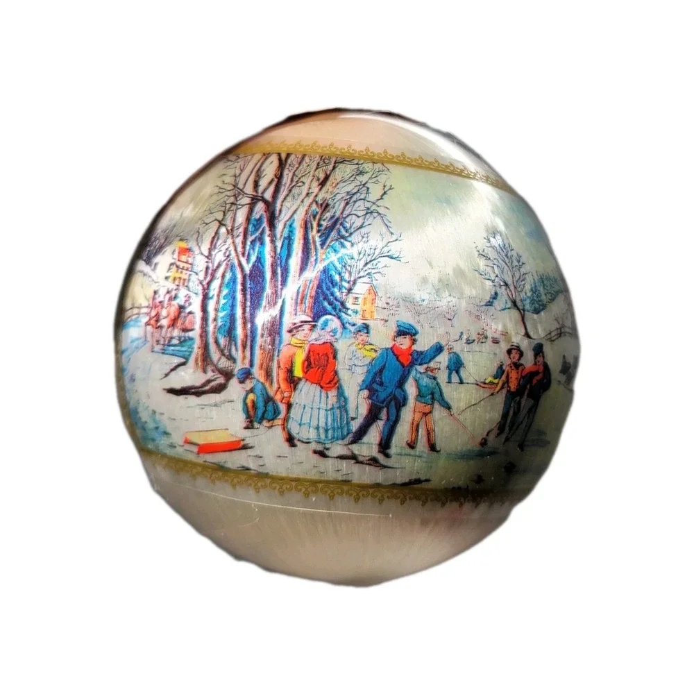 Lot of 4 Vintage Shatter‎ Resistant Satin Silk Balls Ornaments Red Bird, Sleigh
